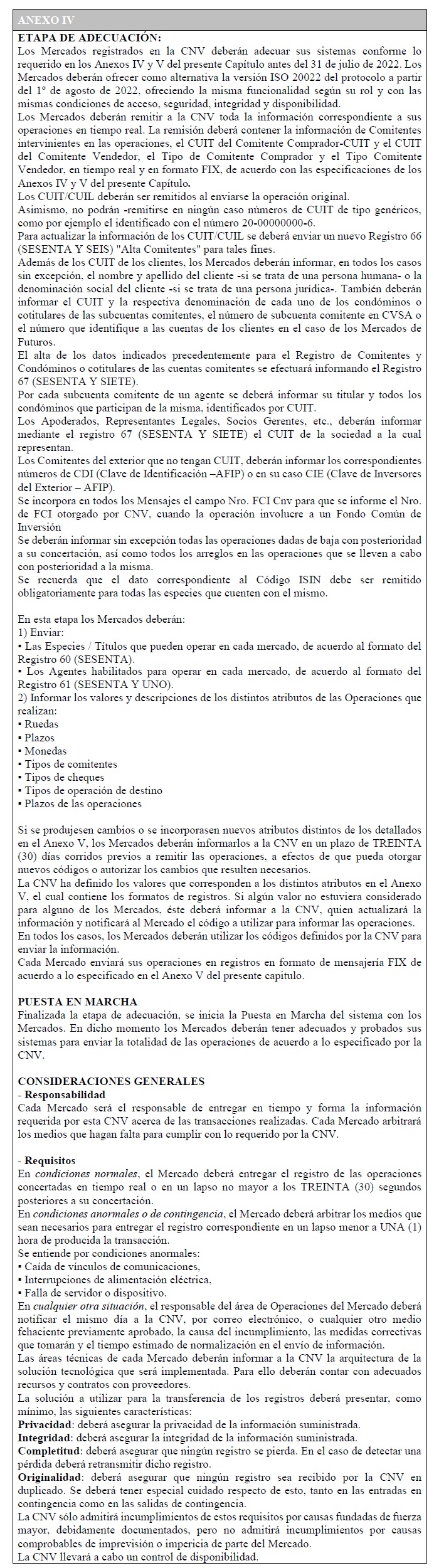 Normas CNV (N.T. 2013), CAPITULO I - MERCADOS, imagen oficial 6.